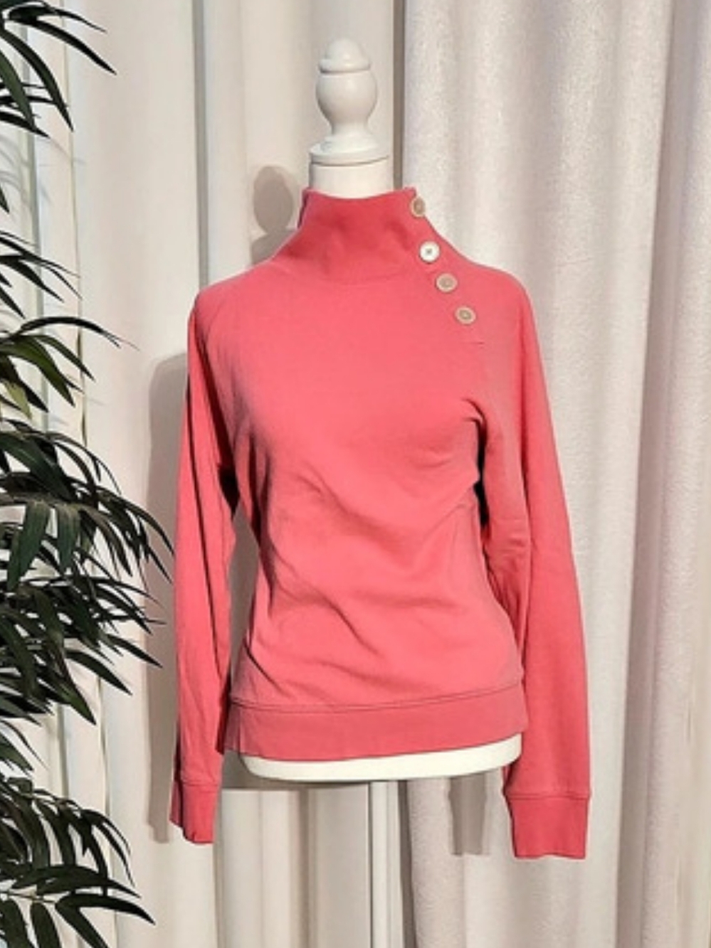 J.Crew Button-Shoulder Pullover Sweatshirt Pink Size Medium